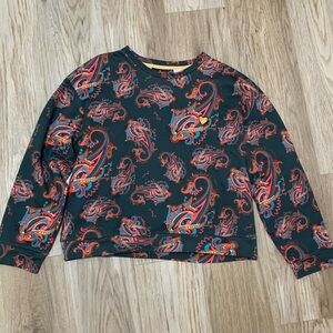 Emily Lovelock Paisley Heart Crop Sweatshirt Top - M - NEW